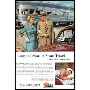 1953 New York Central Water Level Route Vintage Print Ad Rental Car Wall Art